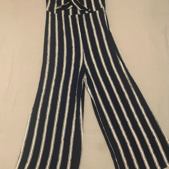 Love Tree Navy and Cream Striped Garment Romper - Picture 1 of 10